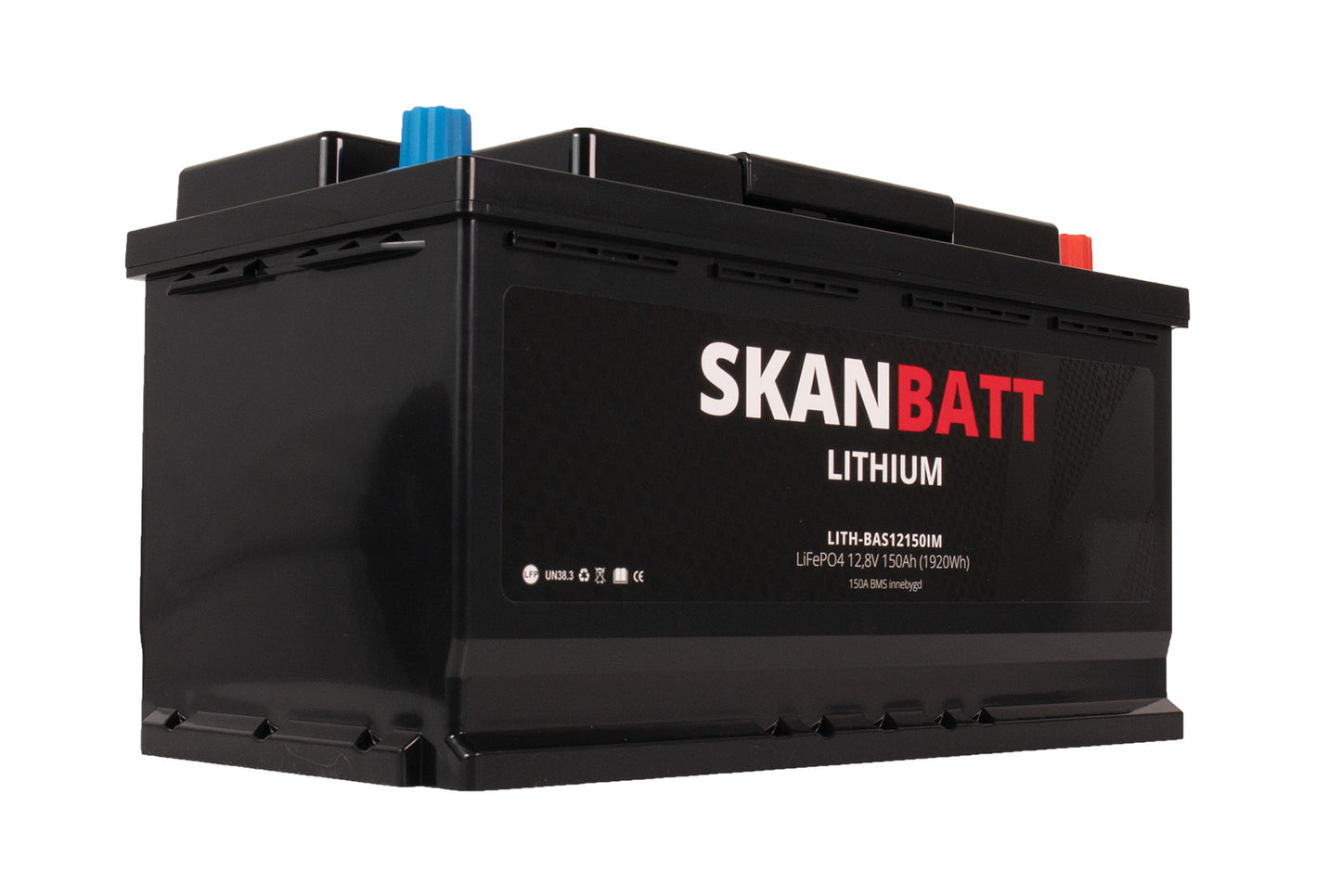 Skanbatt Lithium Batteri 12V 150Ah 150A Bms (352X174X190Mm)