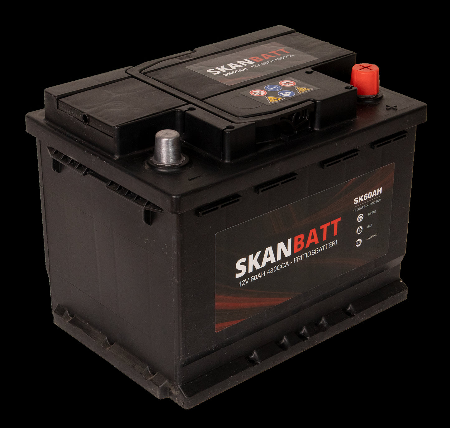 SKANBATT Fritidsbatteri 12V 60AH 480CCA (242x175x190/190mm) +høyre - Image 1