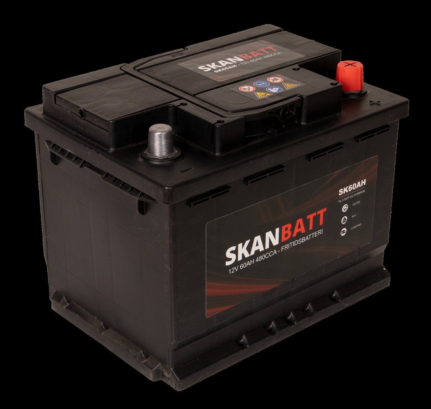 SKANBATT Fritidsbatteri 12V 60AH 480CCA (242x175x190/190mm) +høyre - Image 1