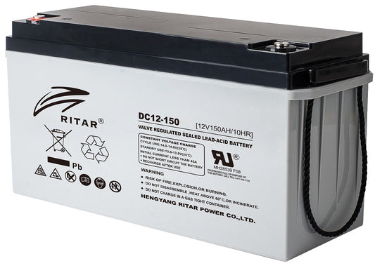 RITAR AGM Deep Cycle Batteri 12V 150AH C10 (483x170x241mm) +venstre - Image 1