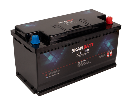 Skanbatt Lithium Batteri 12V 180Ah 150A Bms - Bluetooth - Bobil - 355X176X190Mm