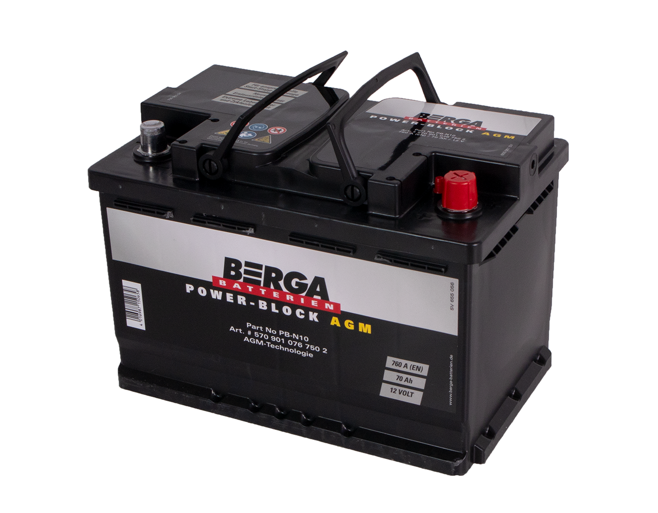 Berga Power Block Agm 12V 70Ah 760Cca label detail