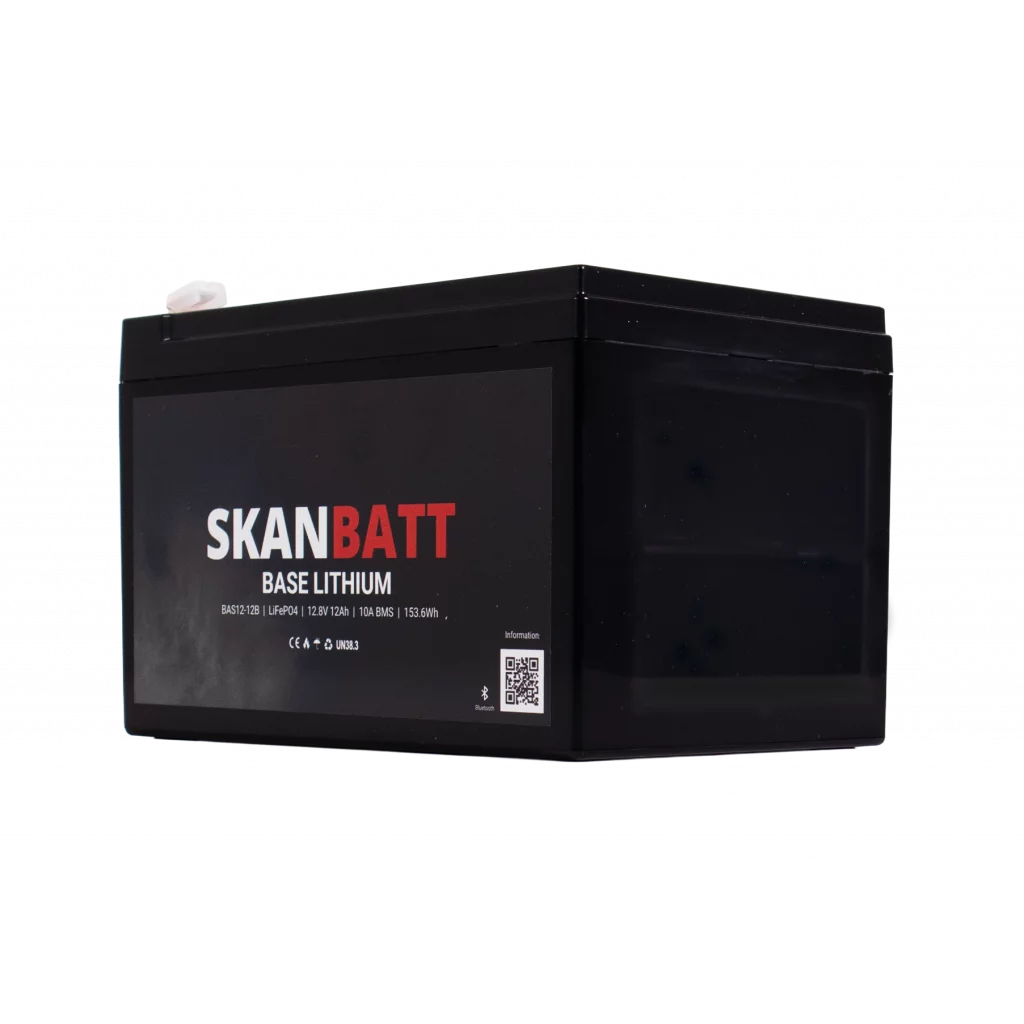Produktbilde 4 av SKANBATT Base Lithium - 12V 12Ah 10A BMS - 151x98x96mm - Bluetooth - 3 Års garanti