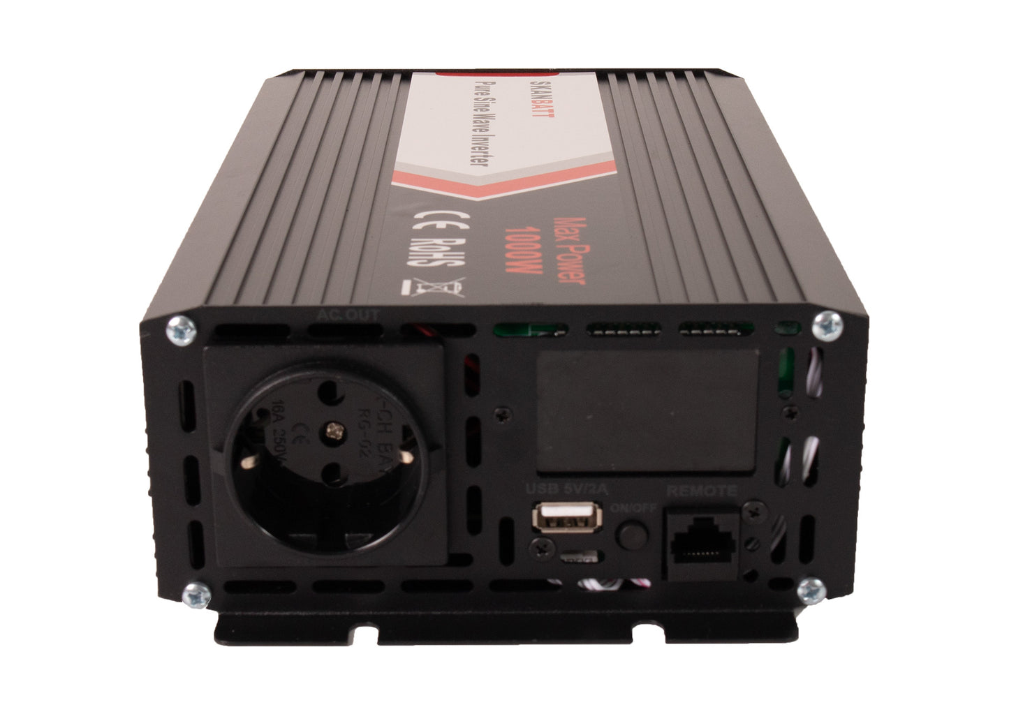 Skanbatt Inverter 12V 1000W Ren Sinus M/Trådløs Fjernkontroll