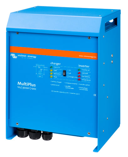 Victron Multiplus C12/3000/120-50 Kombi Inverter Og Lader shown in angle view