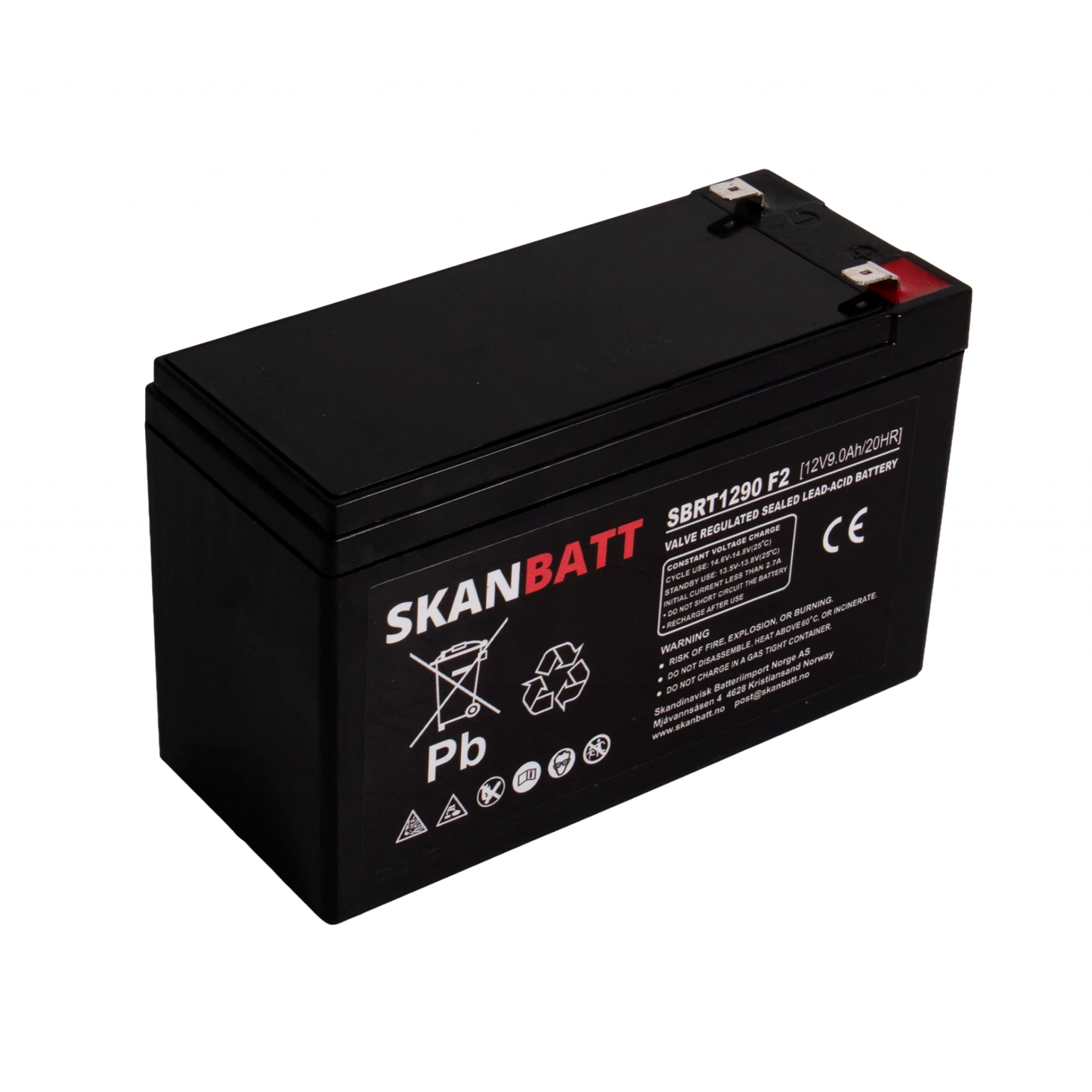 SKANBATT AGM Batteri 12V 9AH (151x65x94mm) F2