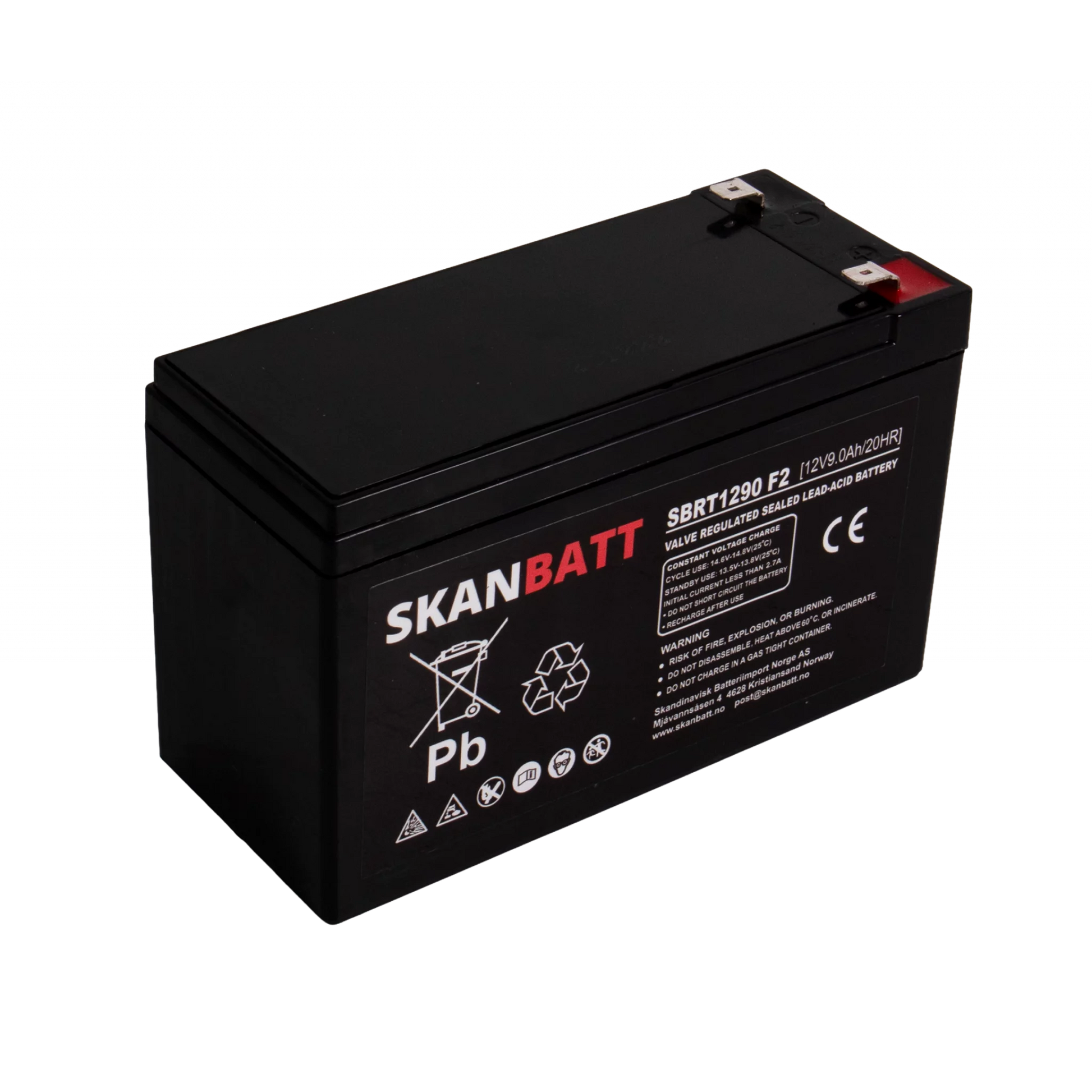 SKANBATT AGM Batteri 12V 9AH (151x65x94mm) F2
