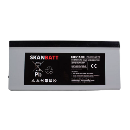 SKANBATT AGM Deep Cycle Batteri 12V 260AH C10 (520x268x220mm) +høyre