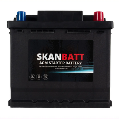 SKANBATT AGM Startbatteri 12V 50AH 560CCA (206x175x190mm) +R