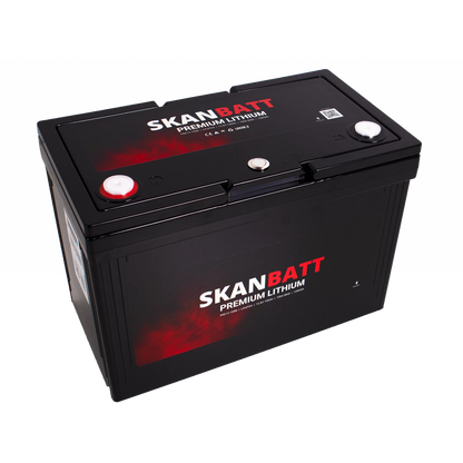 SKANBATT Premium Lithium - 12V 100Ah 100A BMS - 306x172x212mm - Bluetooth - 8 Års garanti