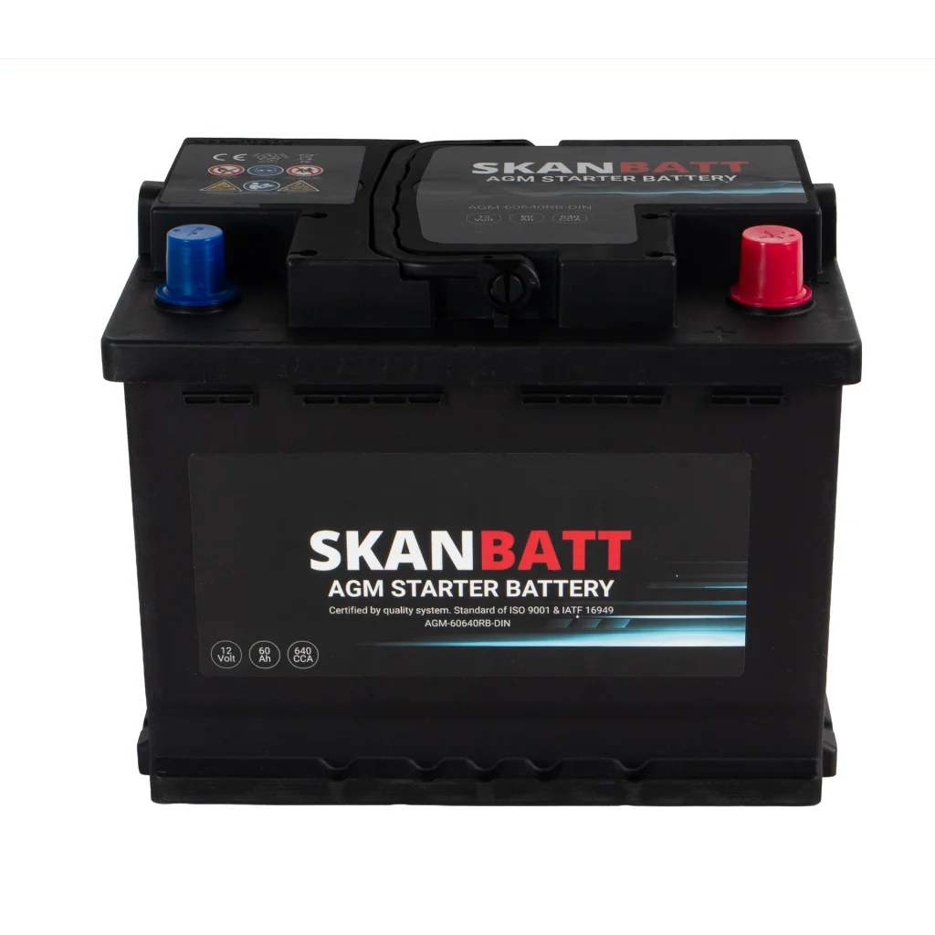 SKANBATT AGM Startbatteri 12V 60AH 640CCA (242x175x190mm) +R