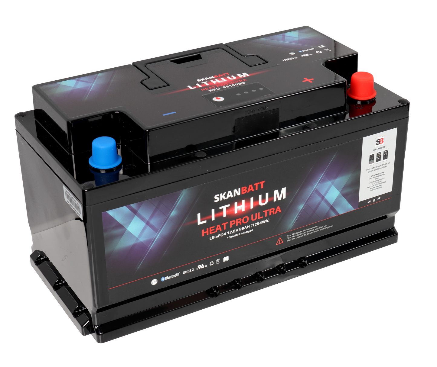 SKANBATT Lithium HEAT PRO 'Ultra' 12V 100AH - CAN Bus - 300A (<3s) - 8 års garanti - HUSBILSBATTERIET