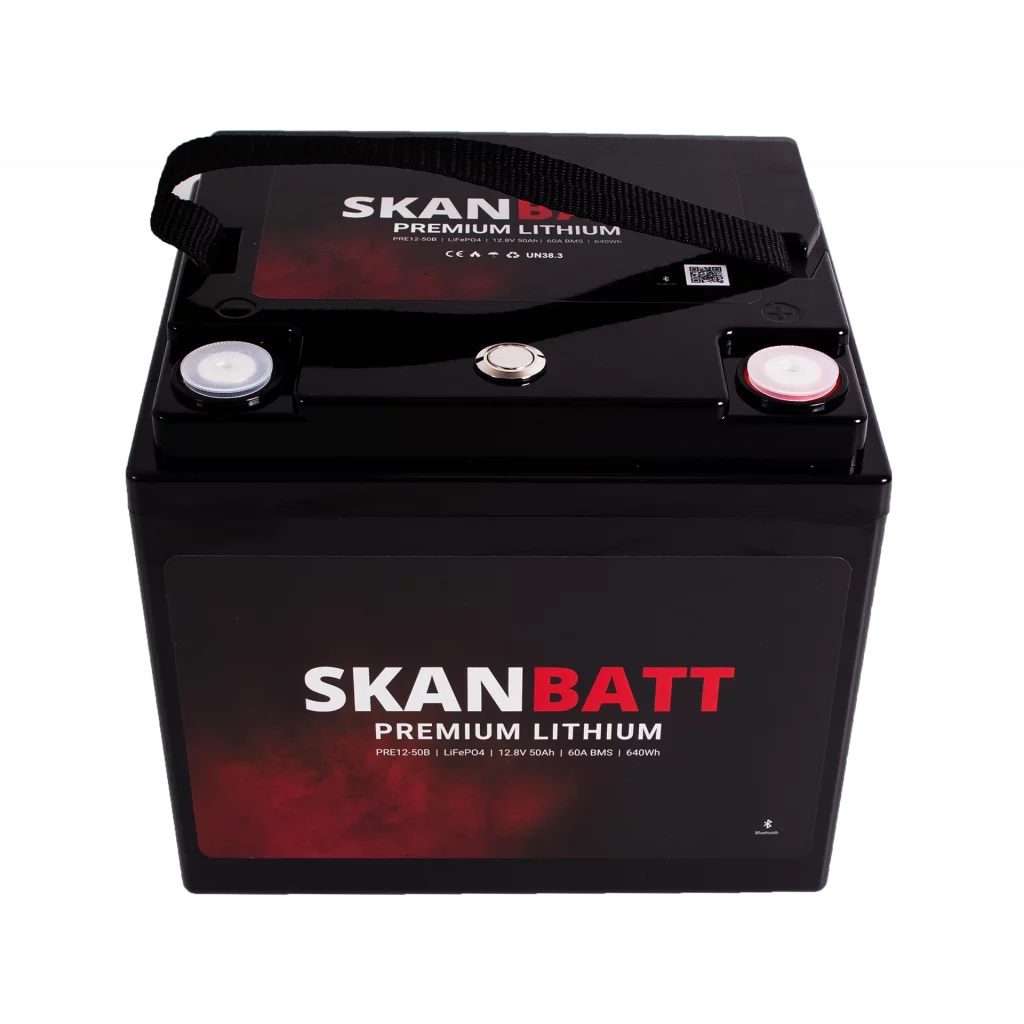 Produktbilde 2 av SKANBATT Premium Lithium - 12V 50Ah 60A BMS - 196x168x175mm - Bluetooth - 8 Års garanti