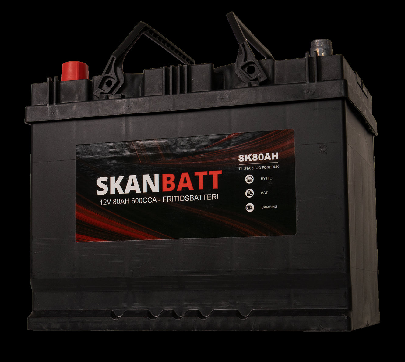 SKANBATT Fritidsbatteri 12V 80AH 600CCA (256x174x205/225mm) +venstre - Image 4