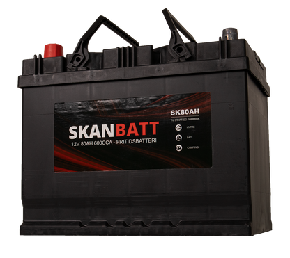 Skanbatt Fritidsbatteri 12V 80Ah 600Cca +Venstre label detail