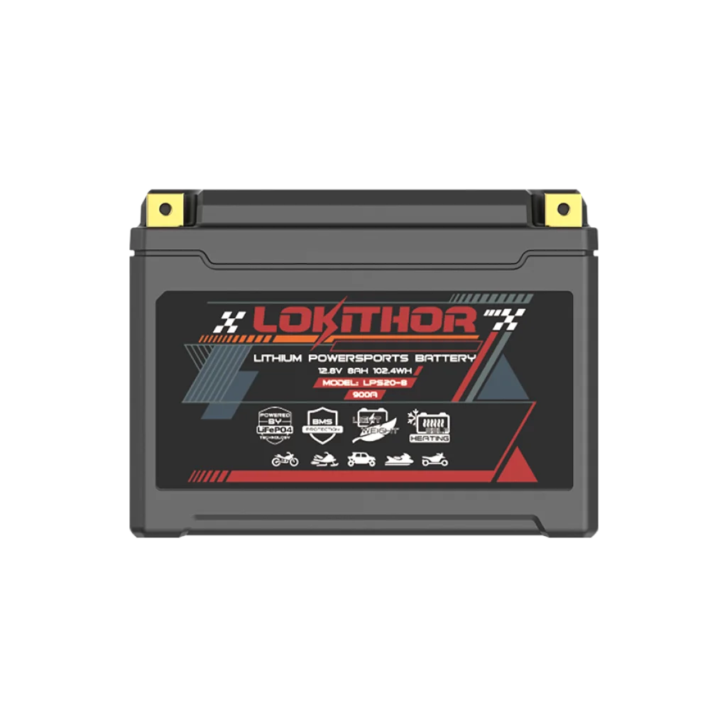 LOKITHOR Lithium MC Batteri 12V 8Ah - 175x87x130mm - Bluetooth - Heat shown in product view