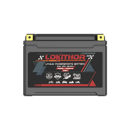 LOKITHOR Lithium MC Batteri 12V 8Ah - 175x87x130mm - Bluetooth - Heat shown in product view
