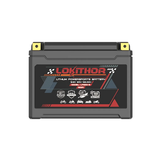 LOKITHOR Lithium MC Batteri 12V 8Ah - 175x87x130mm - Bluetooth - Heat shown in product view