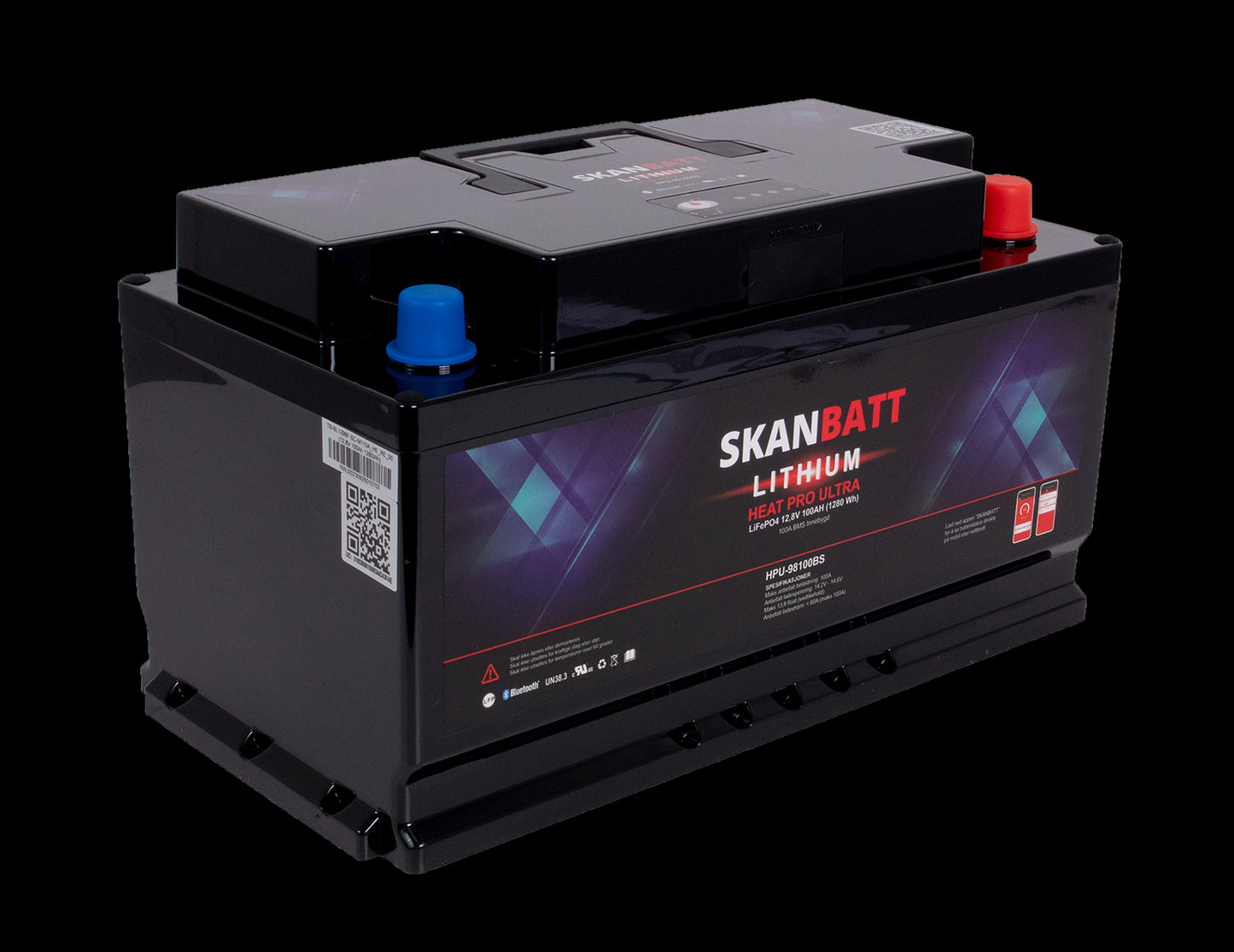 SKANBATT Lithium HEAT PRO 'Ultra' 12V 100AH - CAN Bus - 300A (<3s) - 8 års garanti - BOBILBATTERIET - Image 1