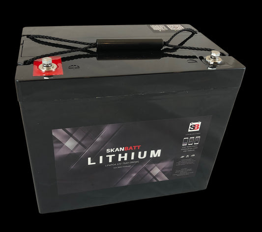 SKANBATT Bluetooth Lithium Batteri 12V 75AH 50A BMS - Image 1