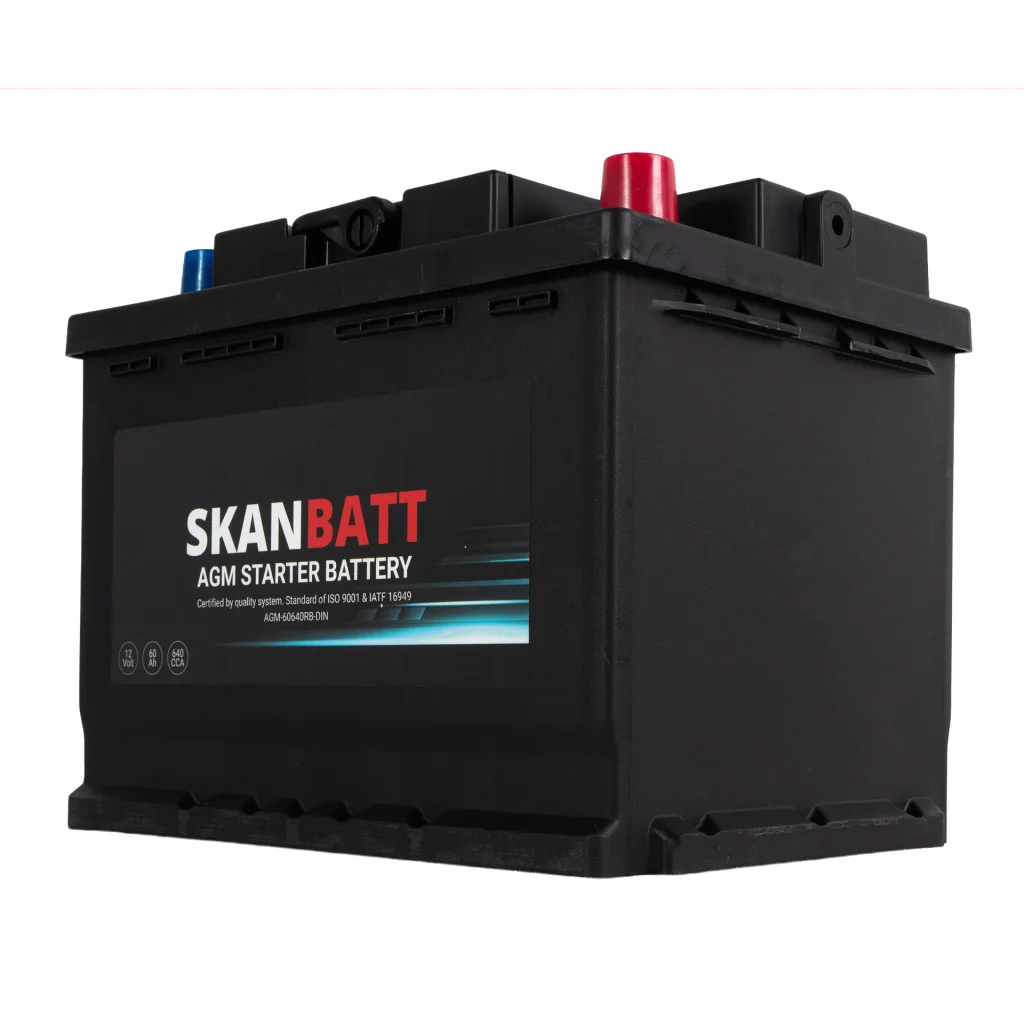 SKANBATT AGM Startbatteri 12V 60AH 640CCA (242x175x190mm) +R