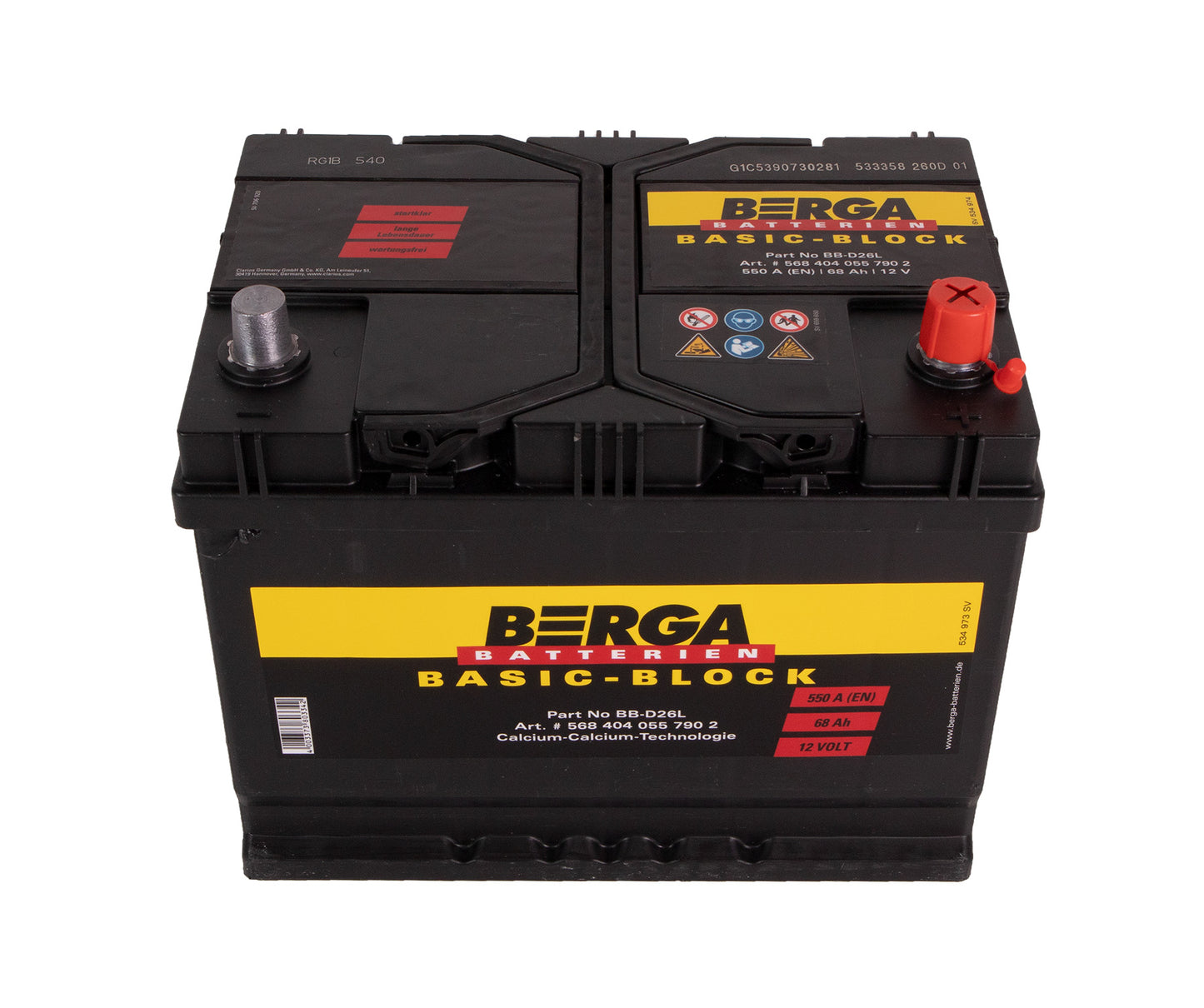BERGA Basic Block 12V 68AH 550CCA label detail