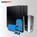 SKANBATT Kraftpakke 48V / 6kWh Lithium m/ Heat / 3000VA inverter / 35A Lader / 1230W (3x410W) Rammepanel