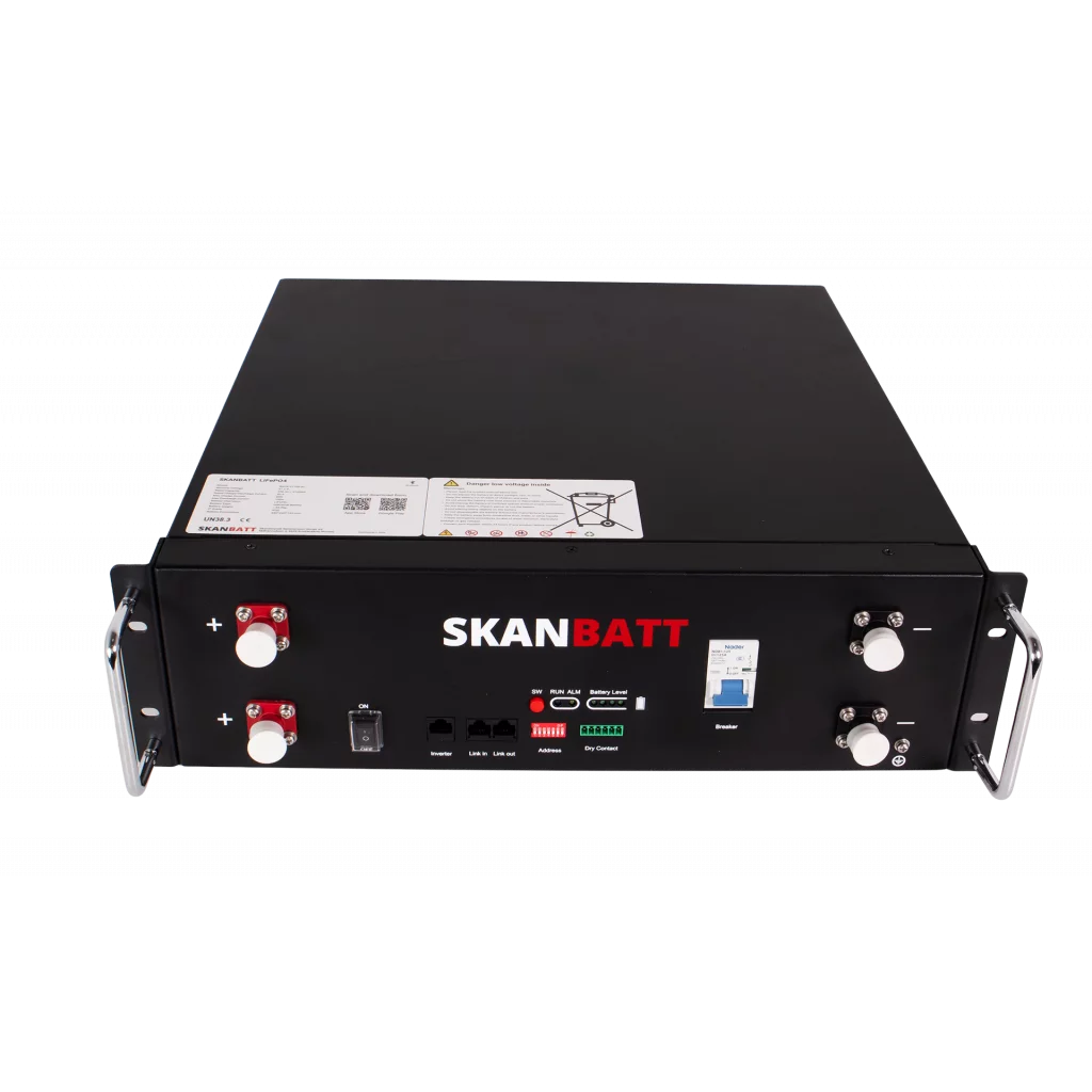 SKANBATT Premium Lithium 3U Rack batteri 51,2V 100Ah - 5,12kWh - LiFePO4 - HEAT - OTA