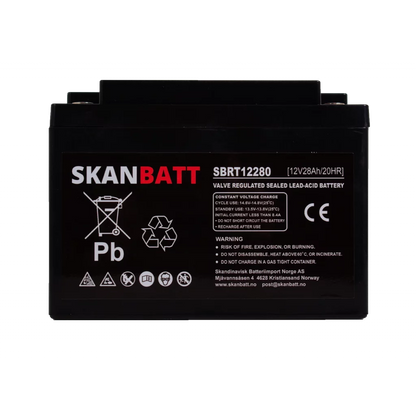 SKANBATT AGM Batteri 12V 28AH (166x175x125mm) M5