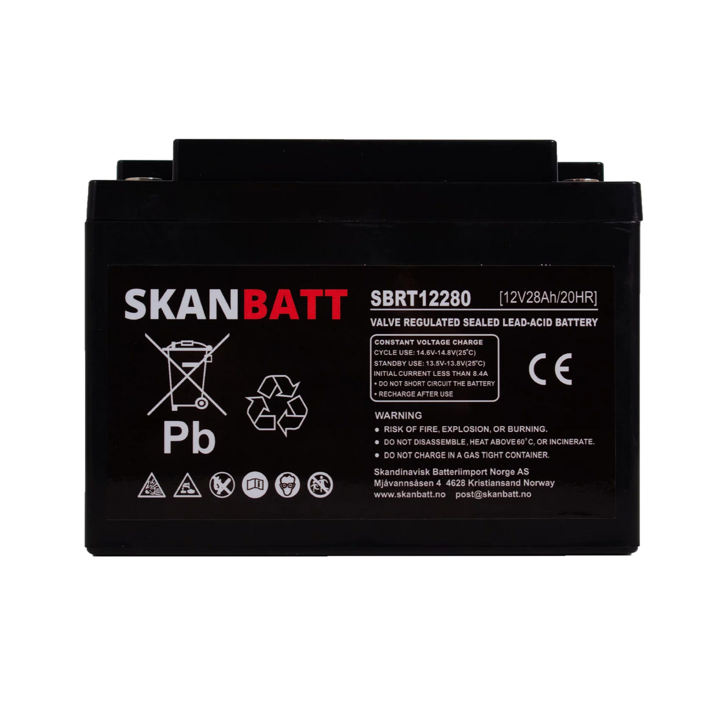 SKANBATT AGM Batteri 12V 28AH (166x175x125mm) M5