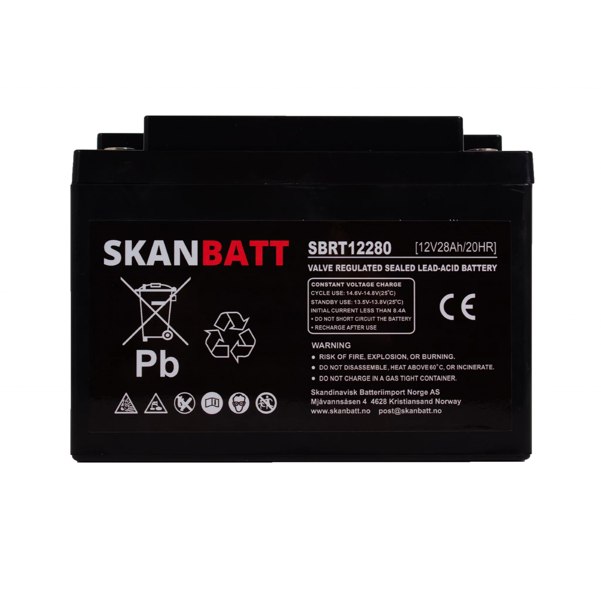 SKANBATT AGM Batteri 12V 28AH (166x175x125mm) M5