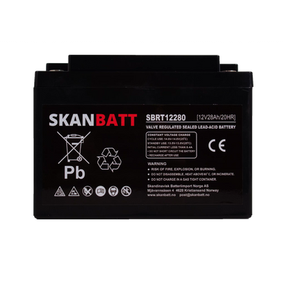 SKANBATT AGM Batteri 12V 28AH (166x175x125mm) M5