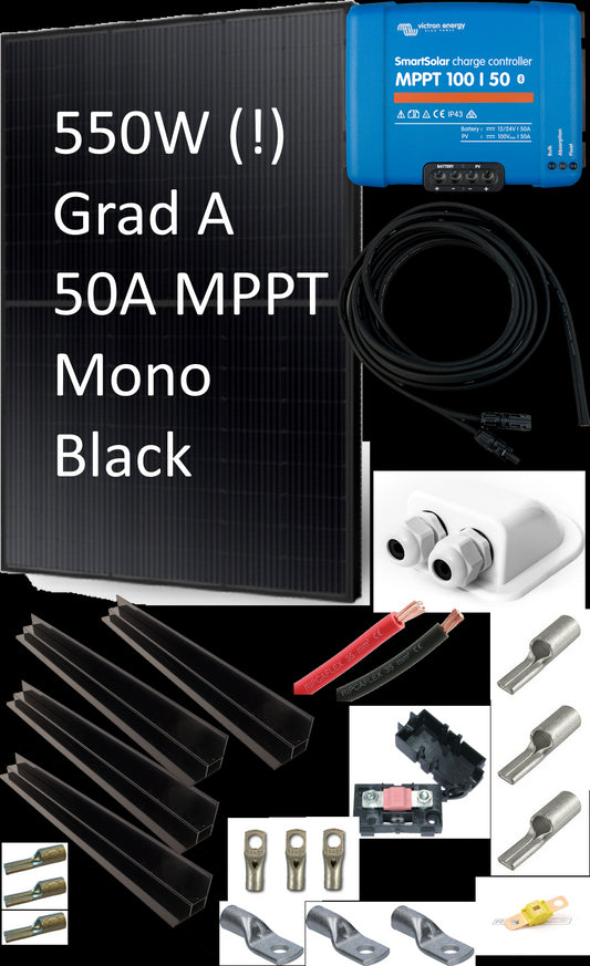 SKANBATT 2278x1134 En stk. 550w SKANBATT Black mono panel m/kompl. kit Victron MPPT m/BT