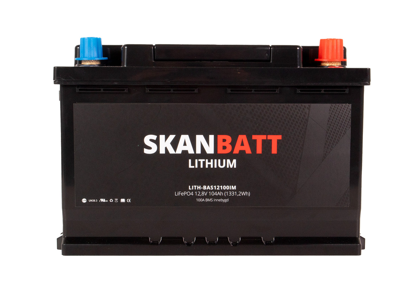 Skanbatt Lithium Batteri 12V 104Ah 100A Bms (279X175X190Mm)