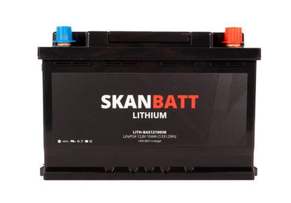 Skanbatt Lithium Batteri 12V 104Ah 100A Bms label detail