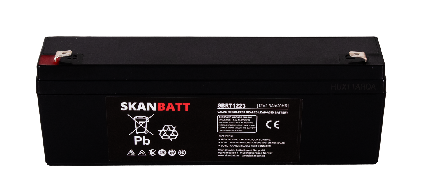 SKANBATT AGM Batteri 12V 2,3AH (178x35x61mm) F1