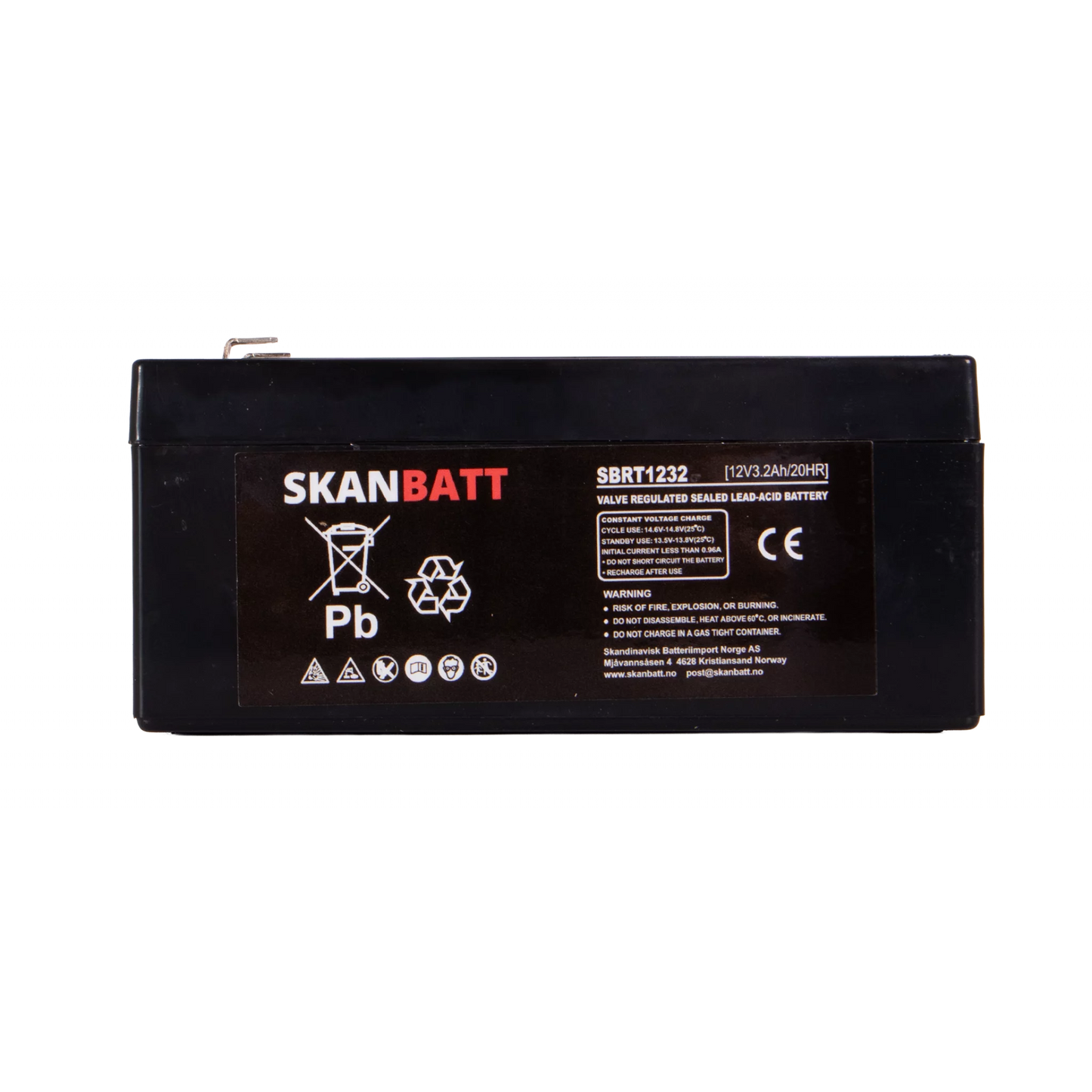 SKANBATT AGM Batteri 12V 3,2AH (134x67x61mm) F1