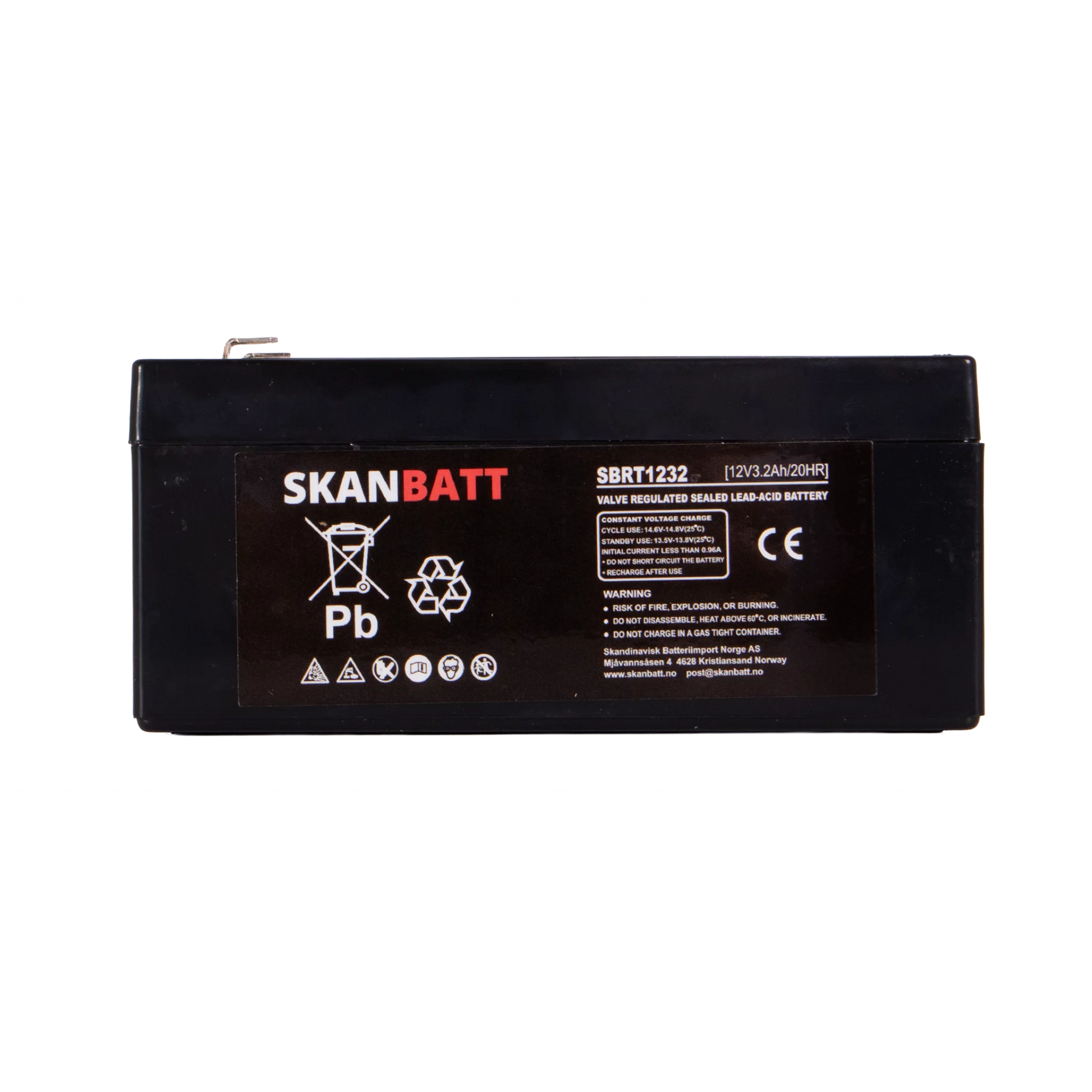 SKANBATT AGM Batteri 12V 3,2AH (134x67x61mm) F1