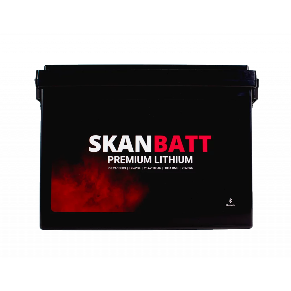 Produktbilde 2 av SKANBATT Premium Lithium - 24V 100Ah 100A BMS - 384x204x268mm - Bluetooth - 8 Års garanti