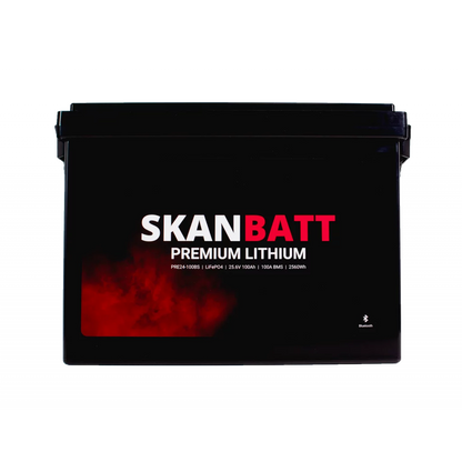 Produktbilde 2 av SKANBATT Premium Lithium - 24V 100Ah 100A BMS - 384x204x268mm - Bluetooth - 8 Års garanti