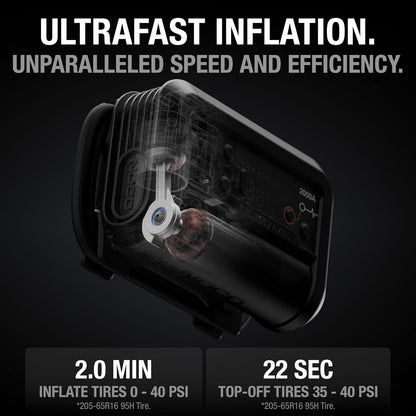 NOCO Lithium Startbooster 12V 2000Amp med luftkompressor shown in angle view