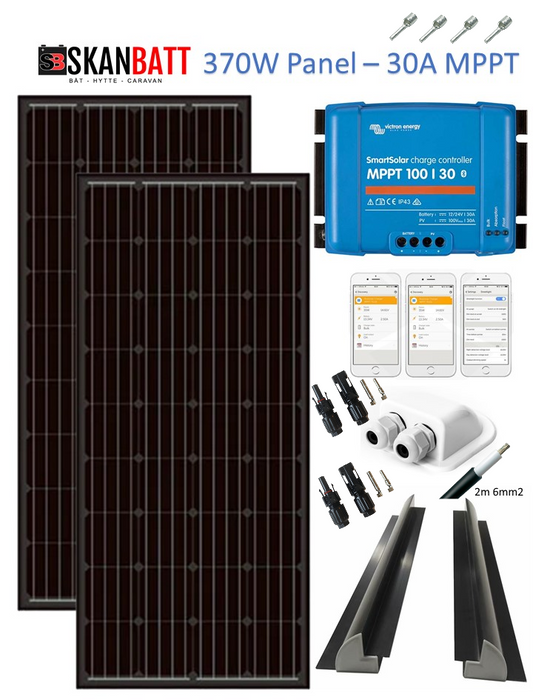 SKANBATT Solcellepakke Bobil 400W - VICTRON MPPT 30A shown in product view