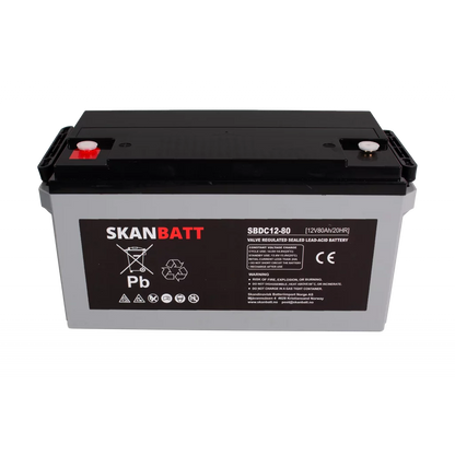 SKANBATT AGM Deep Cycle Batteri 12V 80AH C20 (350x167x182mm) +venstre
