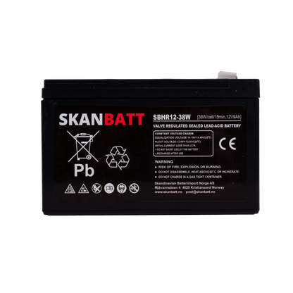 SKANBATT High Rate AGM Batteri 12V 9AH (151x65x93,5mm) F2
