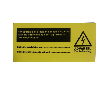 Skilt - Dobbelt Mating, Inntaksskap (Folie) shown in product view