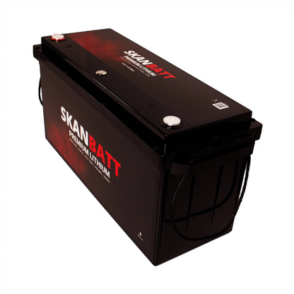 SKANBATT Premium Lithium - 24V 100Ah 100A BMS - 502x186x242mm - Bluetooth - 8 Års garanti
