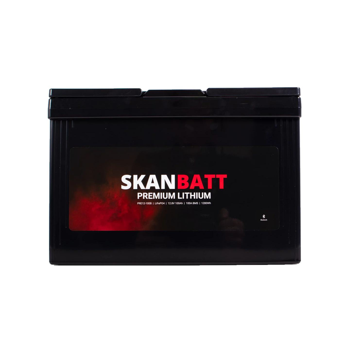SKANBATT Premium Lithium - 12V 100Ah 100A BMS - 306x172x212mm - Bluetooth - 8 Års garanti