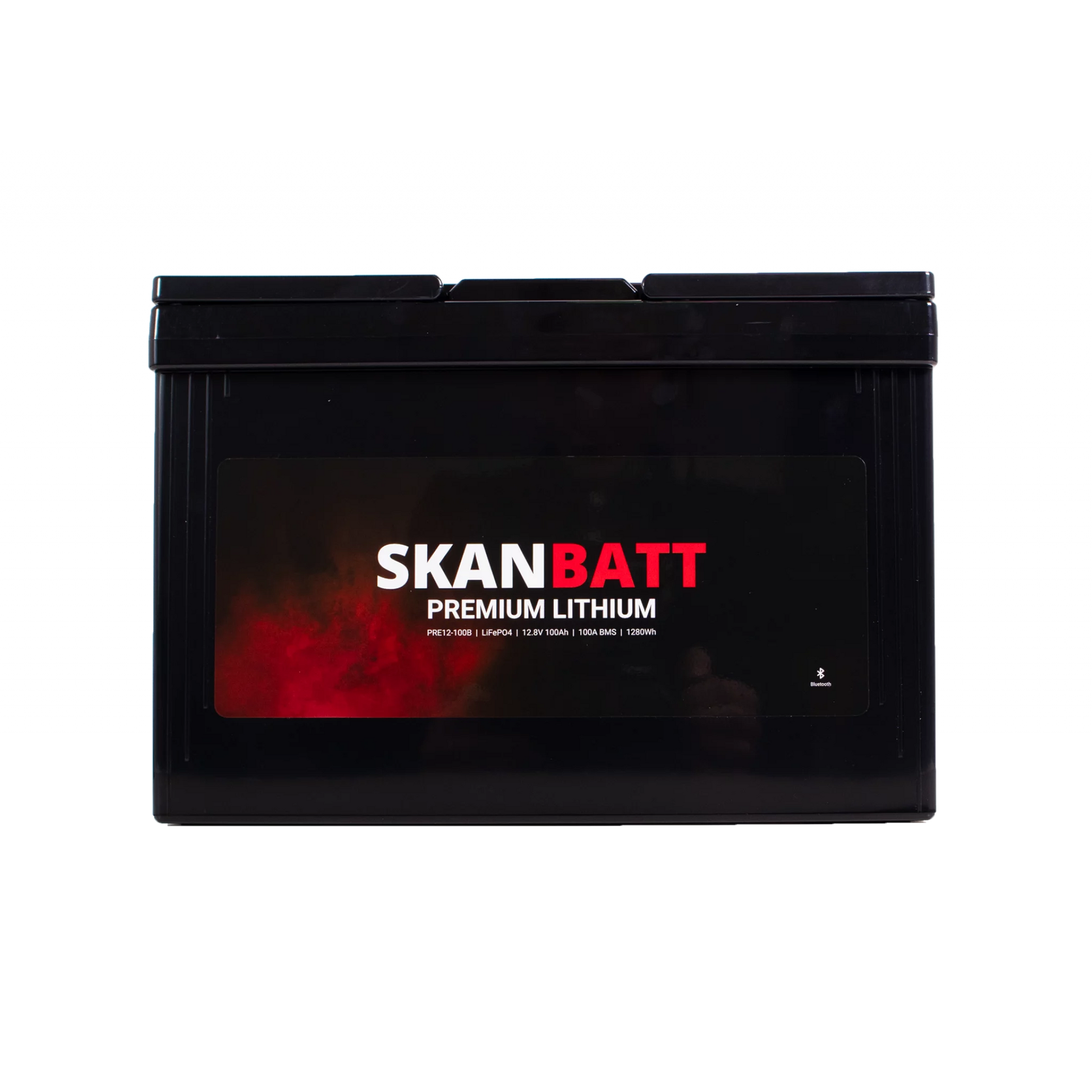 SKANBATT Premium Lithium - 12V 100Ah 100A BMS - 306x172x212mm - Bluetooth - 8 Års garanti