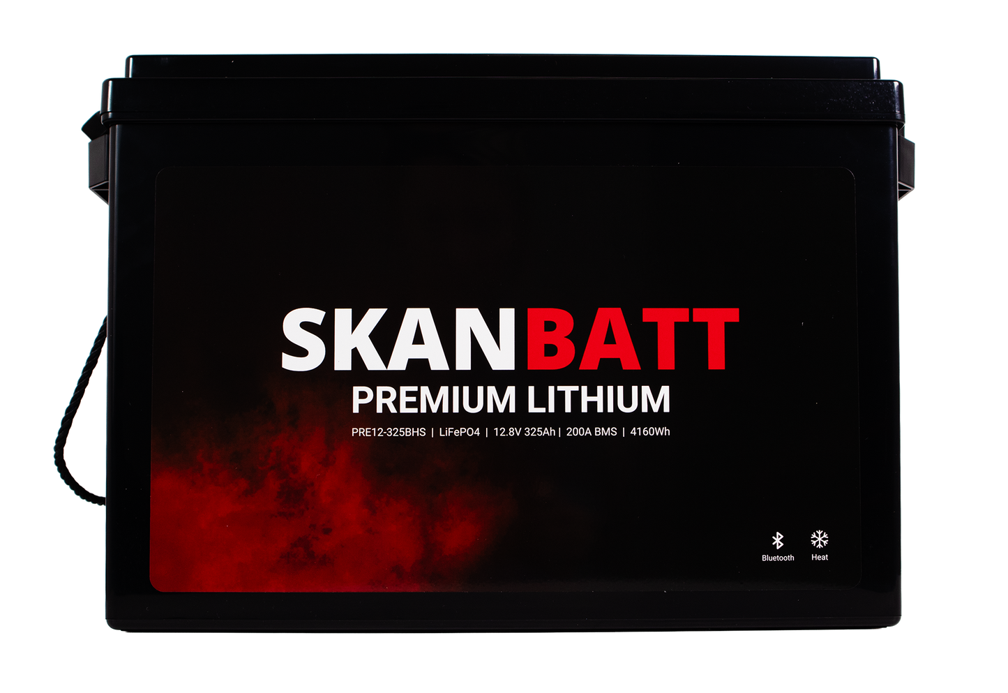 SKANBATT Premium Lithium - 12V 325Ah 200A BMS - 345x190x245mm - Bluetooth - Heat - 8 Års garanti
