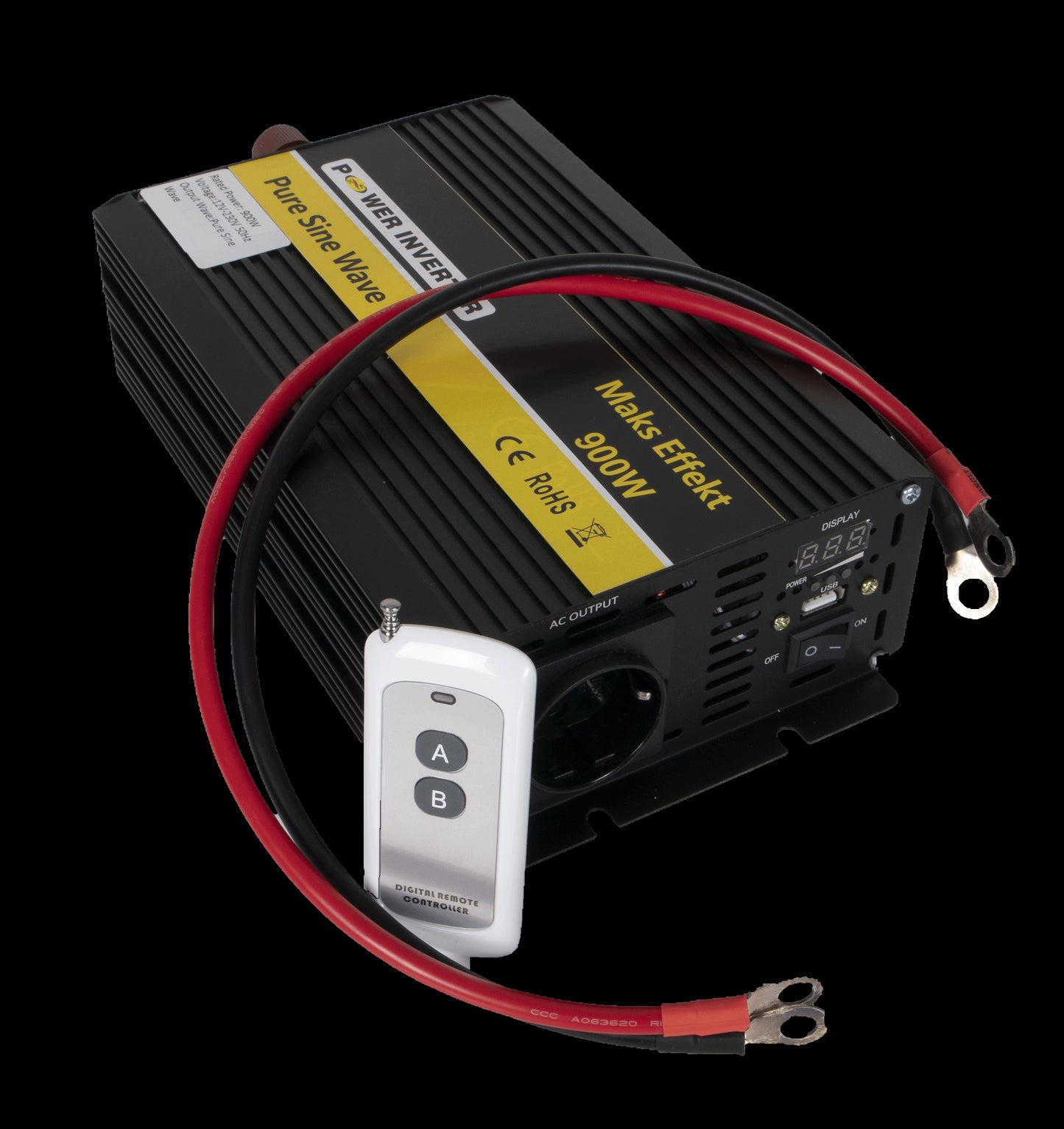POWER Inverter 12V 900W Ren Sinus - m/fjernkontroll - Image 2
